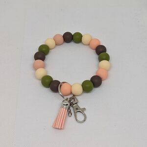 Wristlet & Keychain - Green & Peach
